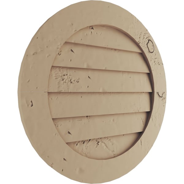 Timberthane Knotty Pine Round Faux Wood Non-Functional Gable Vent, Primed Tan, 21W X 21H